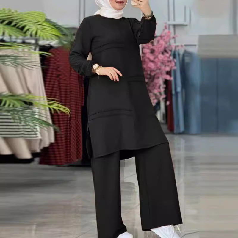 Modest Daily Islamic Midi Two-Piece Dress Set