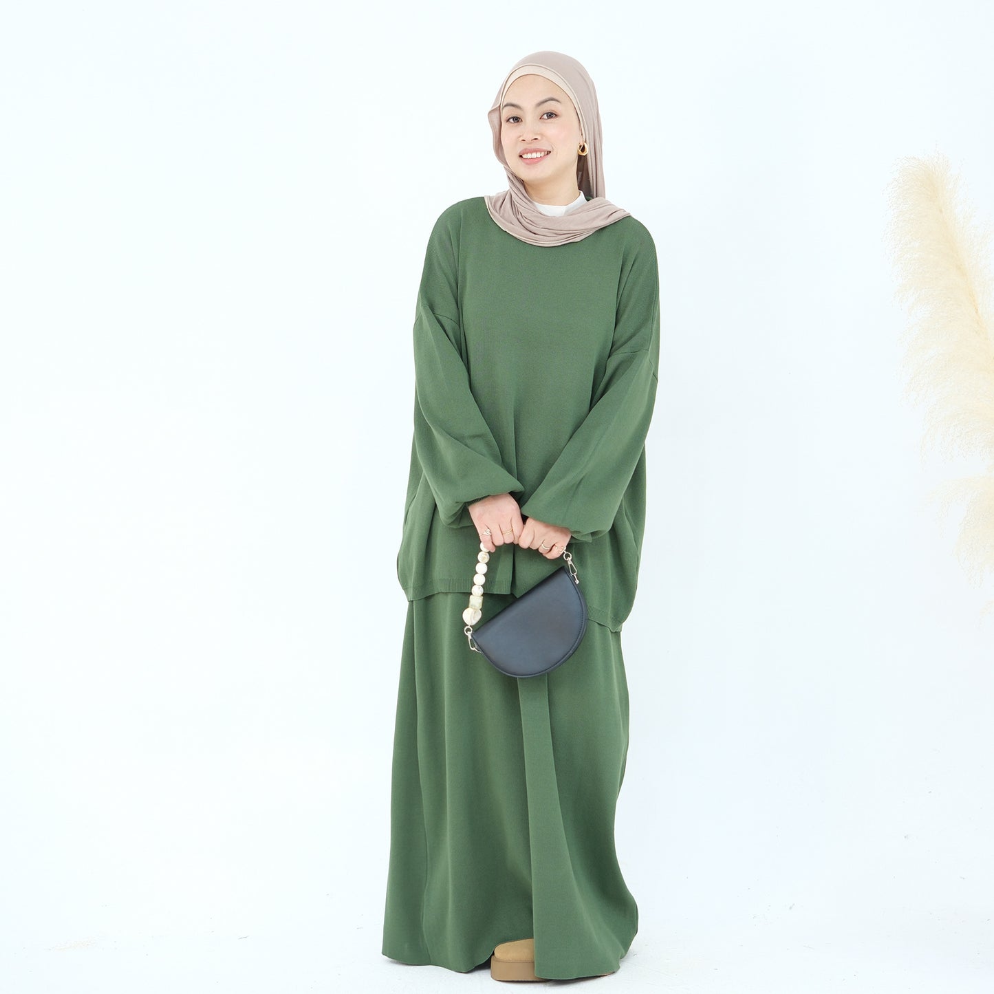 Women's Solid Color Thickened Knit Two-piece Set