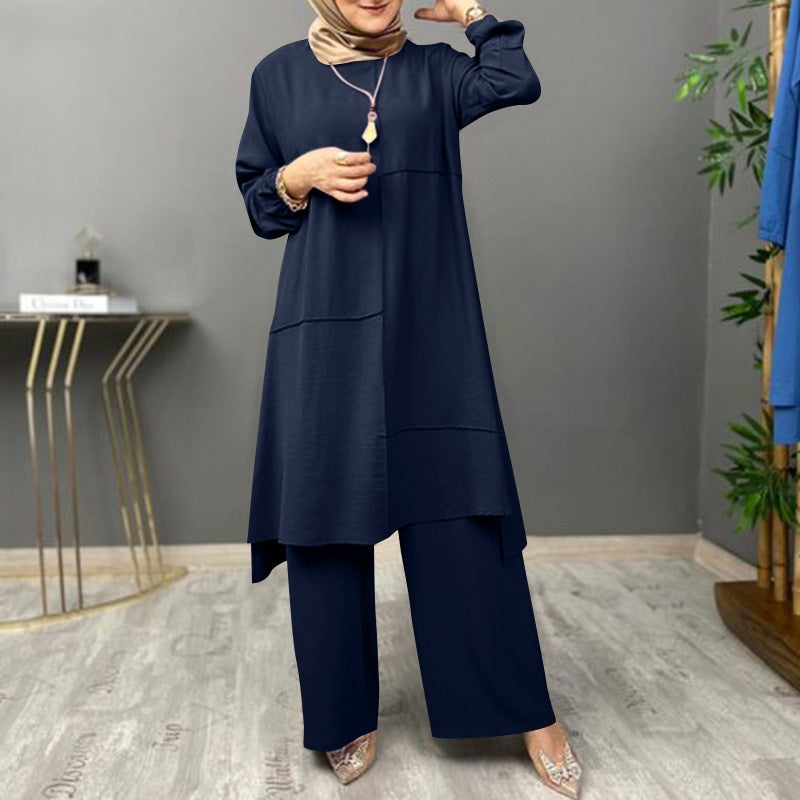 Women's Elegant Shirt Loose Wide Leg Pants Set