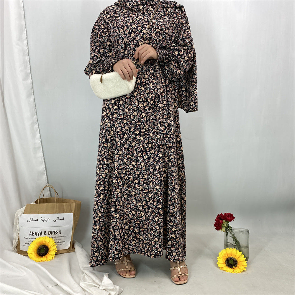 Women's Muslim Floral Dress with Headscarf