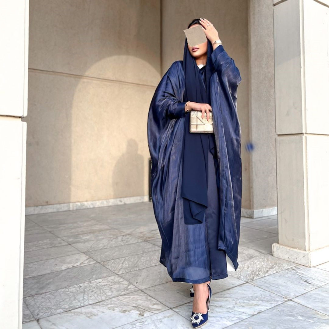 Women's Bright Satin Bat Sleeve Robe