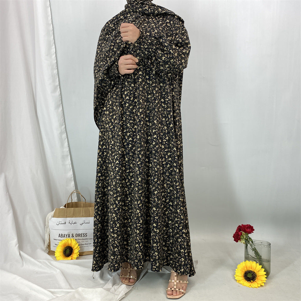 Women's Muslim Floral Dress with Headscarf