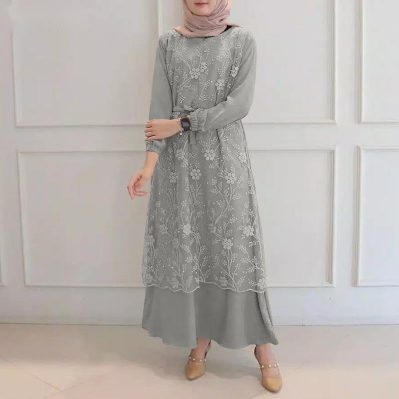 Women's Lace Round Neck A-line Dress