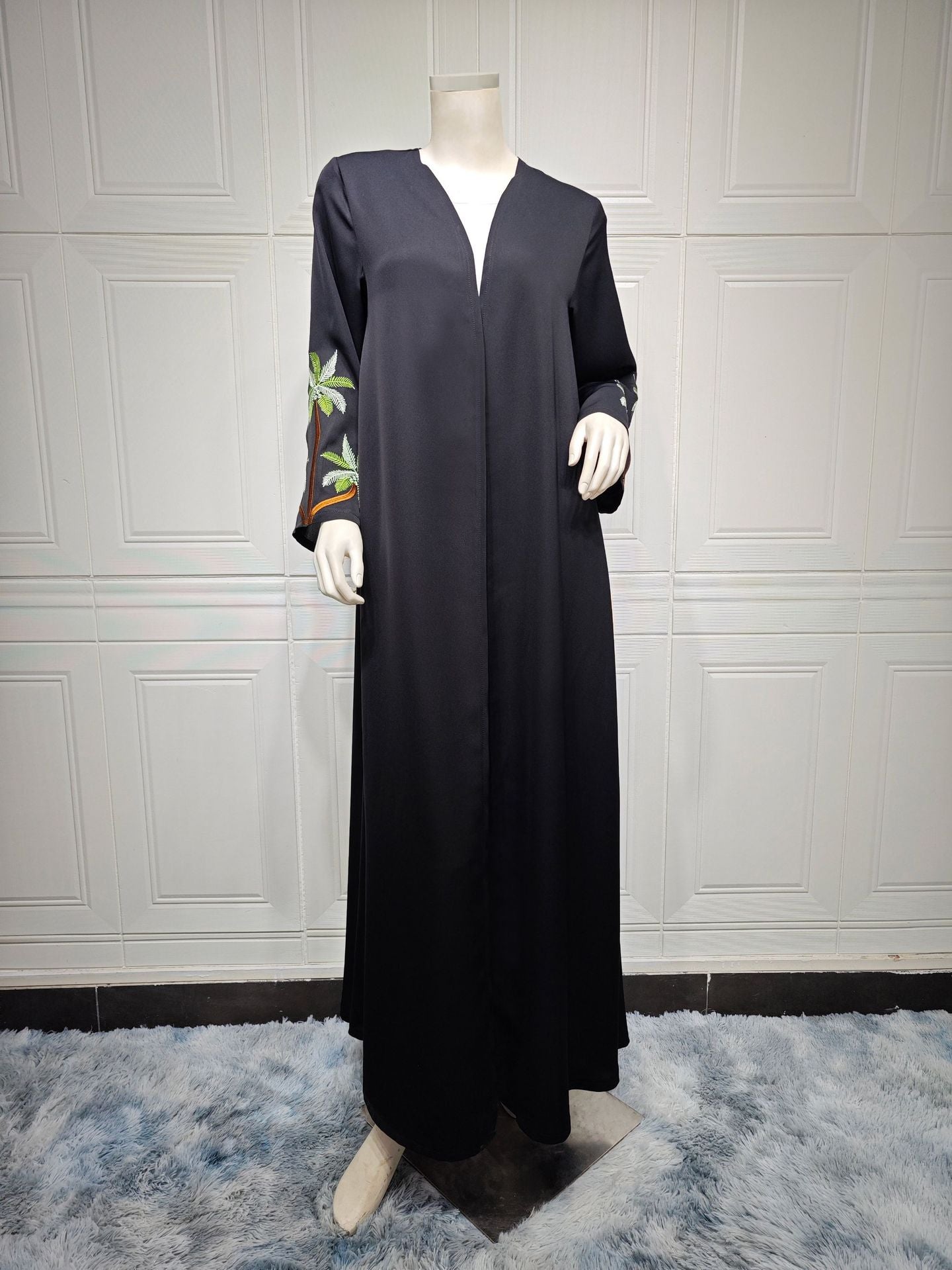 Women's Long Sleeved Black Robe