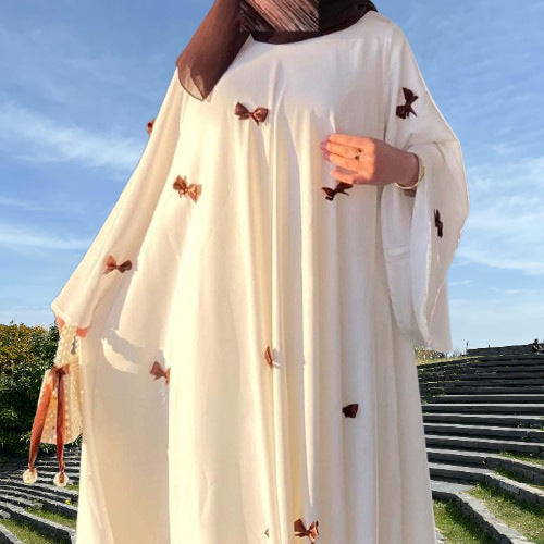 Muslim Women's Loose Flared Sleeve Bow Dress