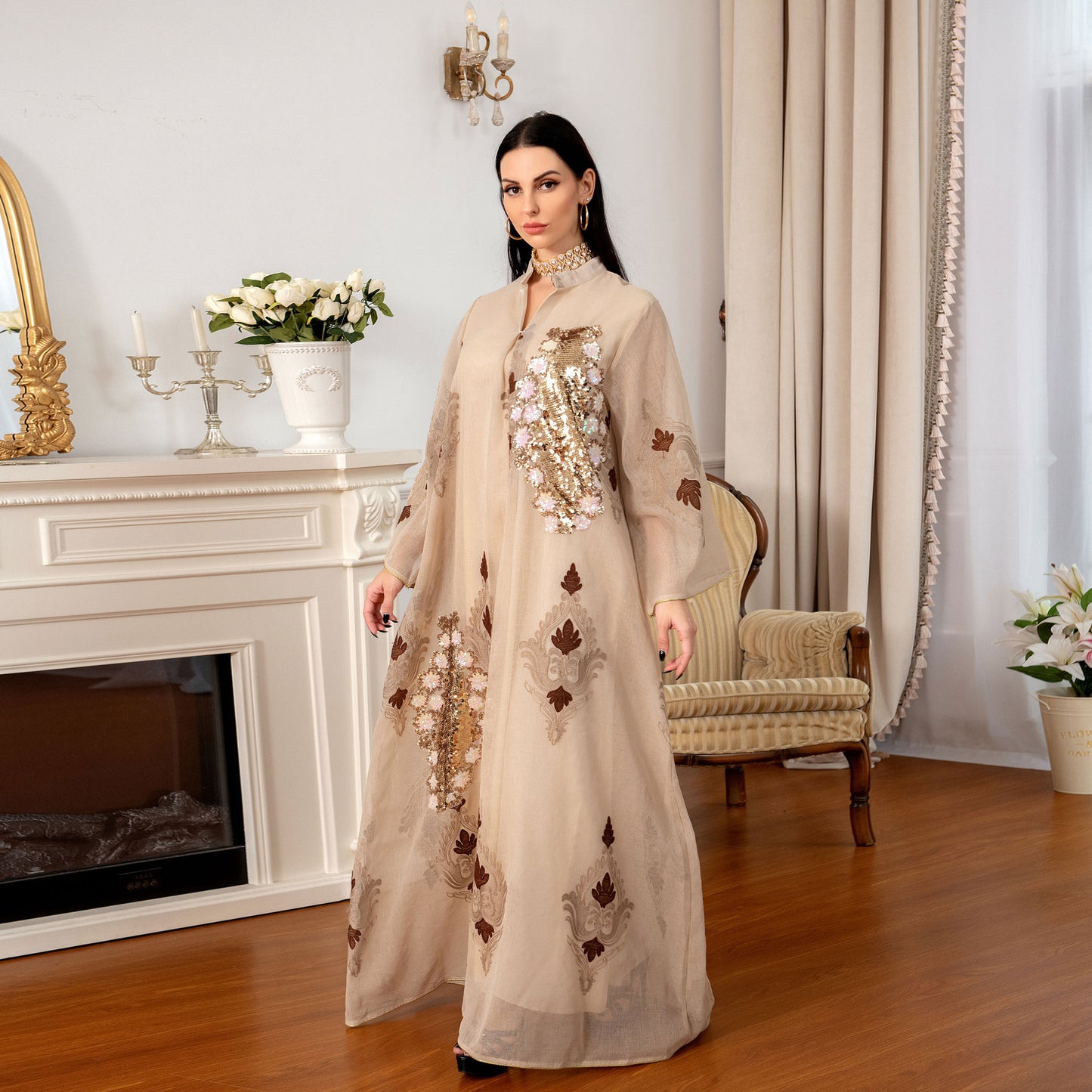 Women's Beaded Embroidered Party Dress