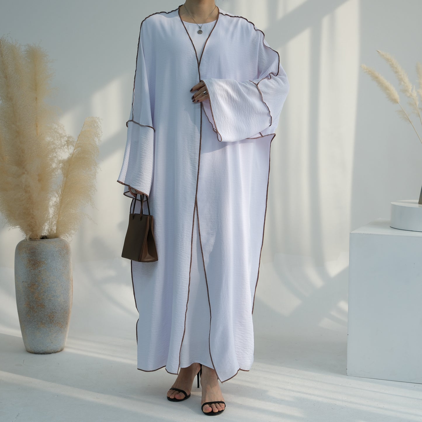 Muslim Plain Cardigan Dress Three-piece Sets