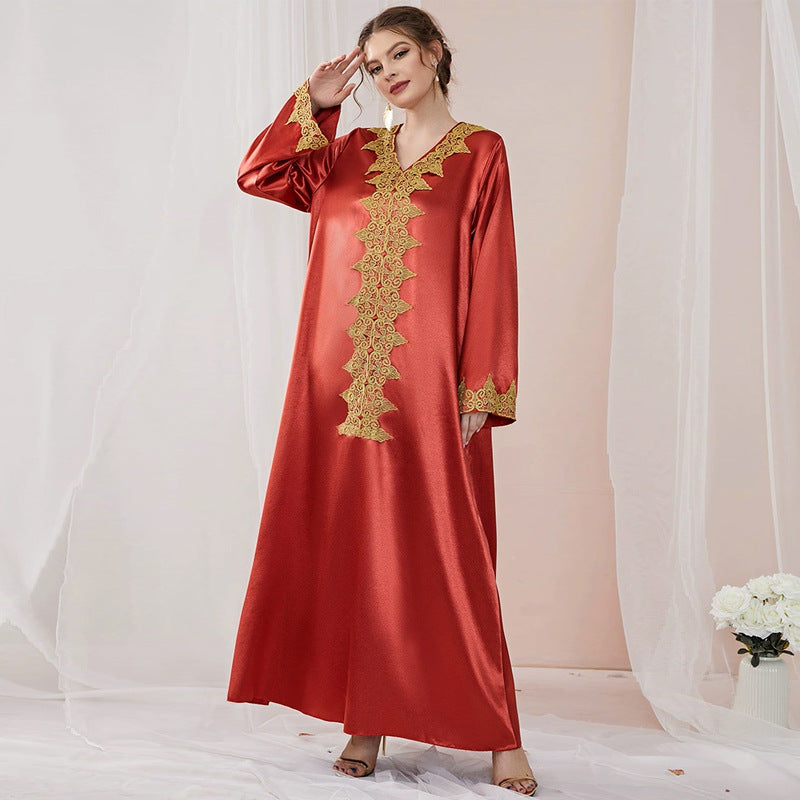 Women's Abaya Lace Solid Color Fashion Dress