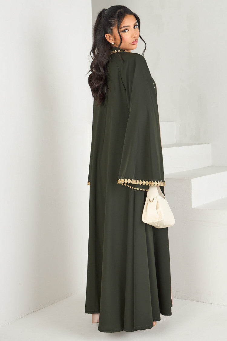 Women's Loose-trimmed Open Abaya Robe
