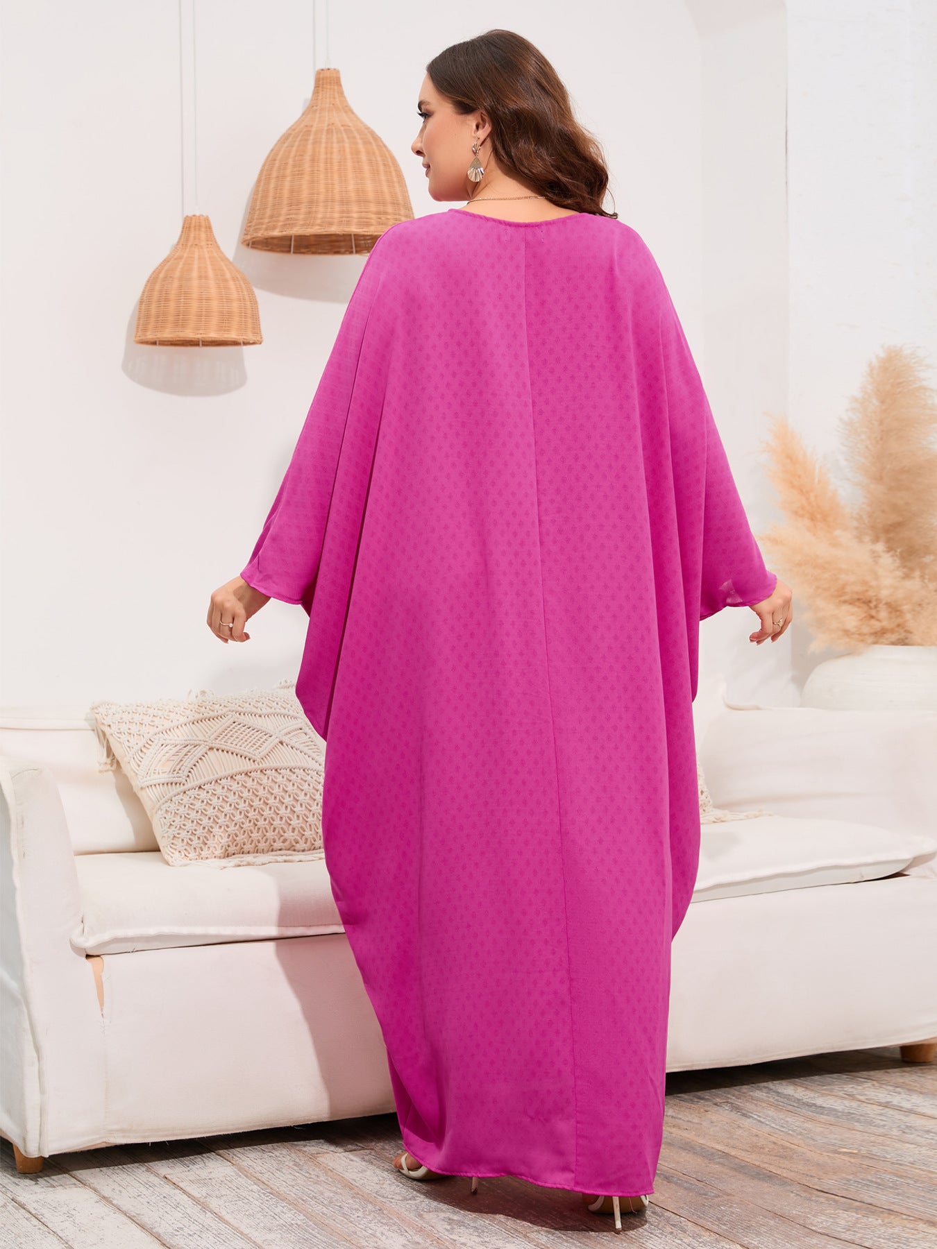 Women's Plain Loose Bat Sleeve Dress