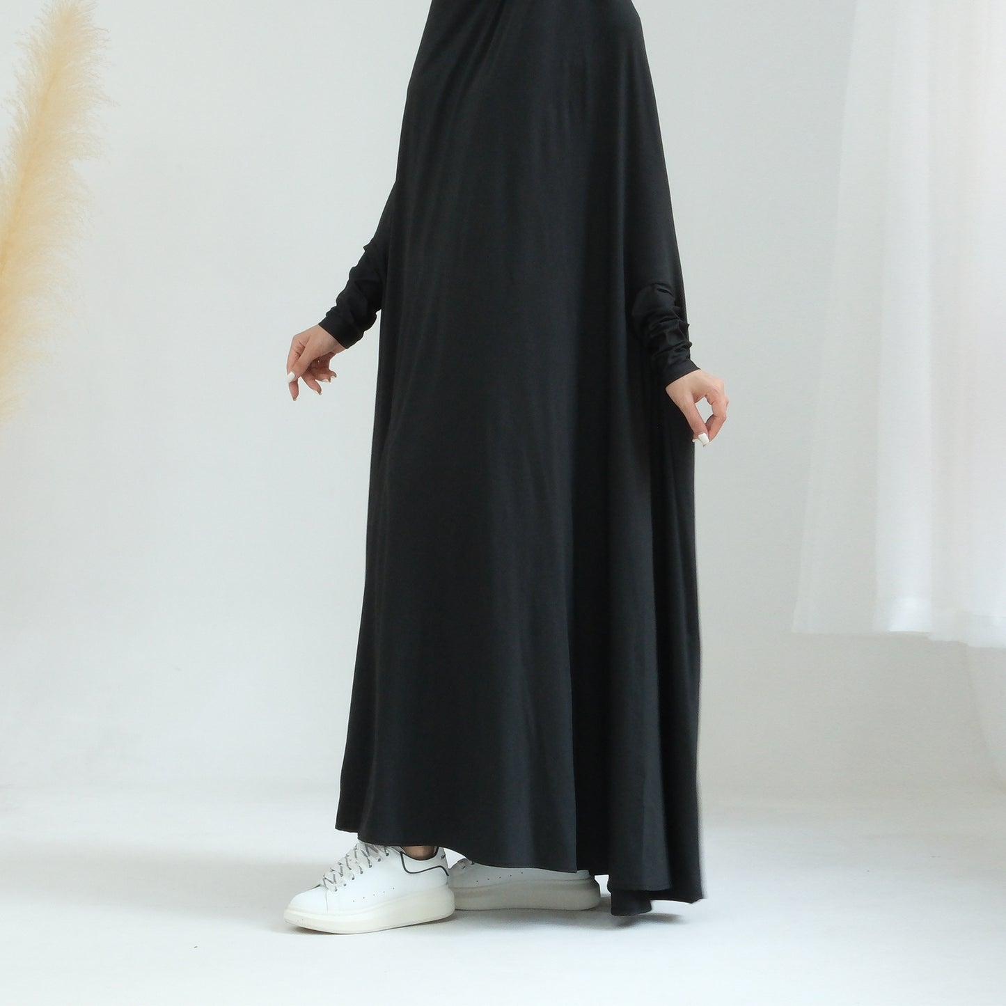 Women's Solid Color Plus-Size Batwing Dress Jilbab