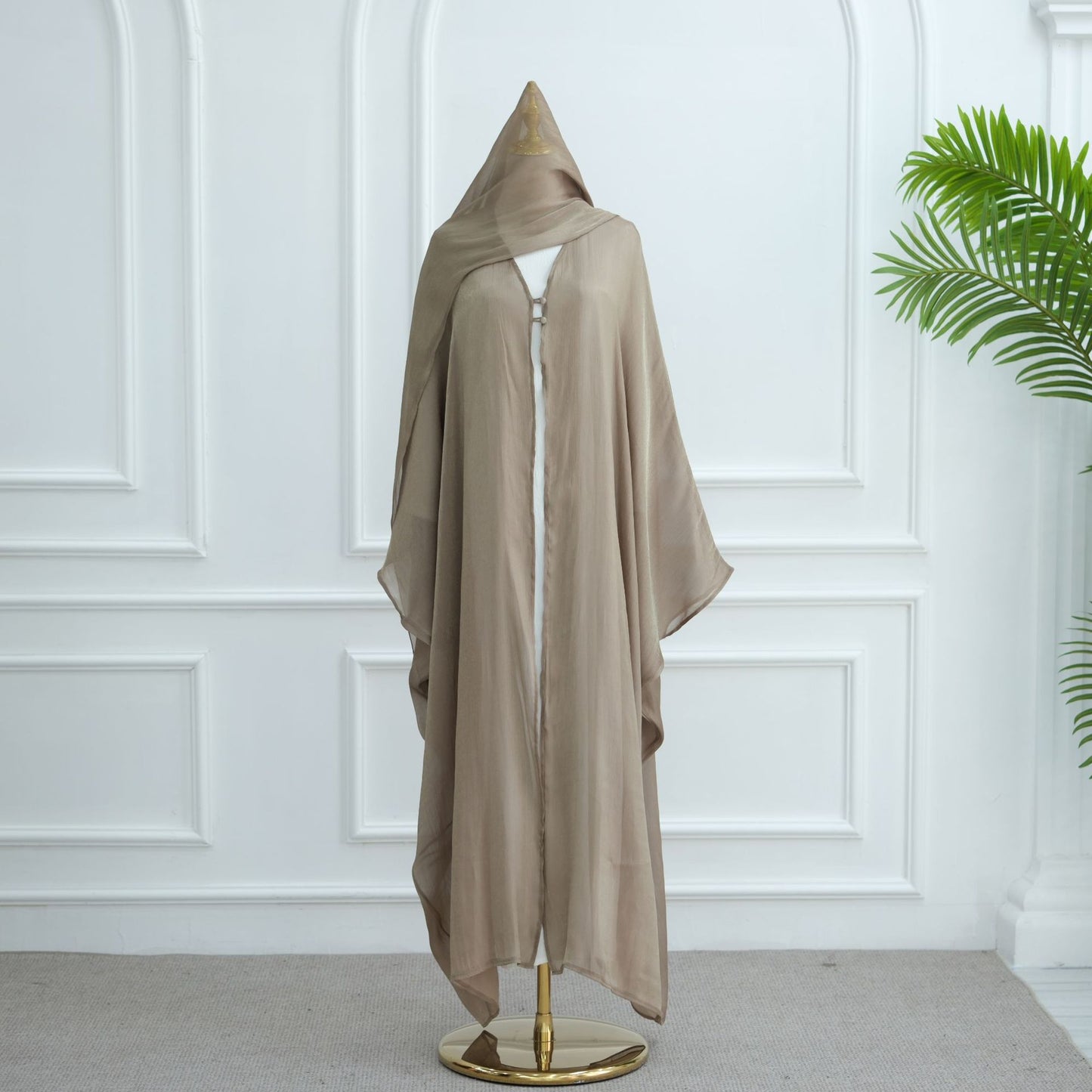 Modest Solid Color Crepe Elegant Cardigan Robe