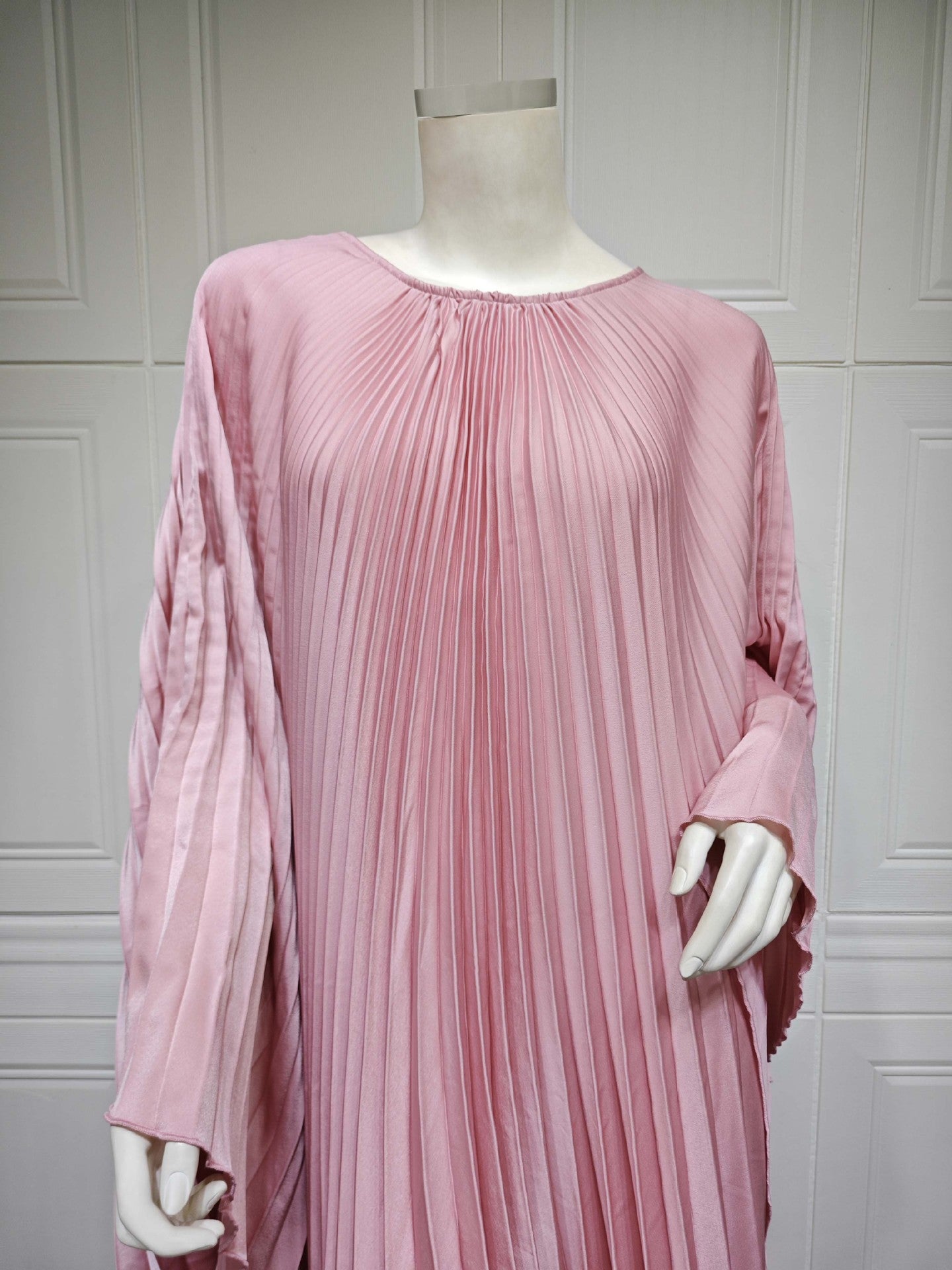 Pullover Pressed Pleated Swing Abaya Dress