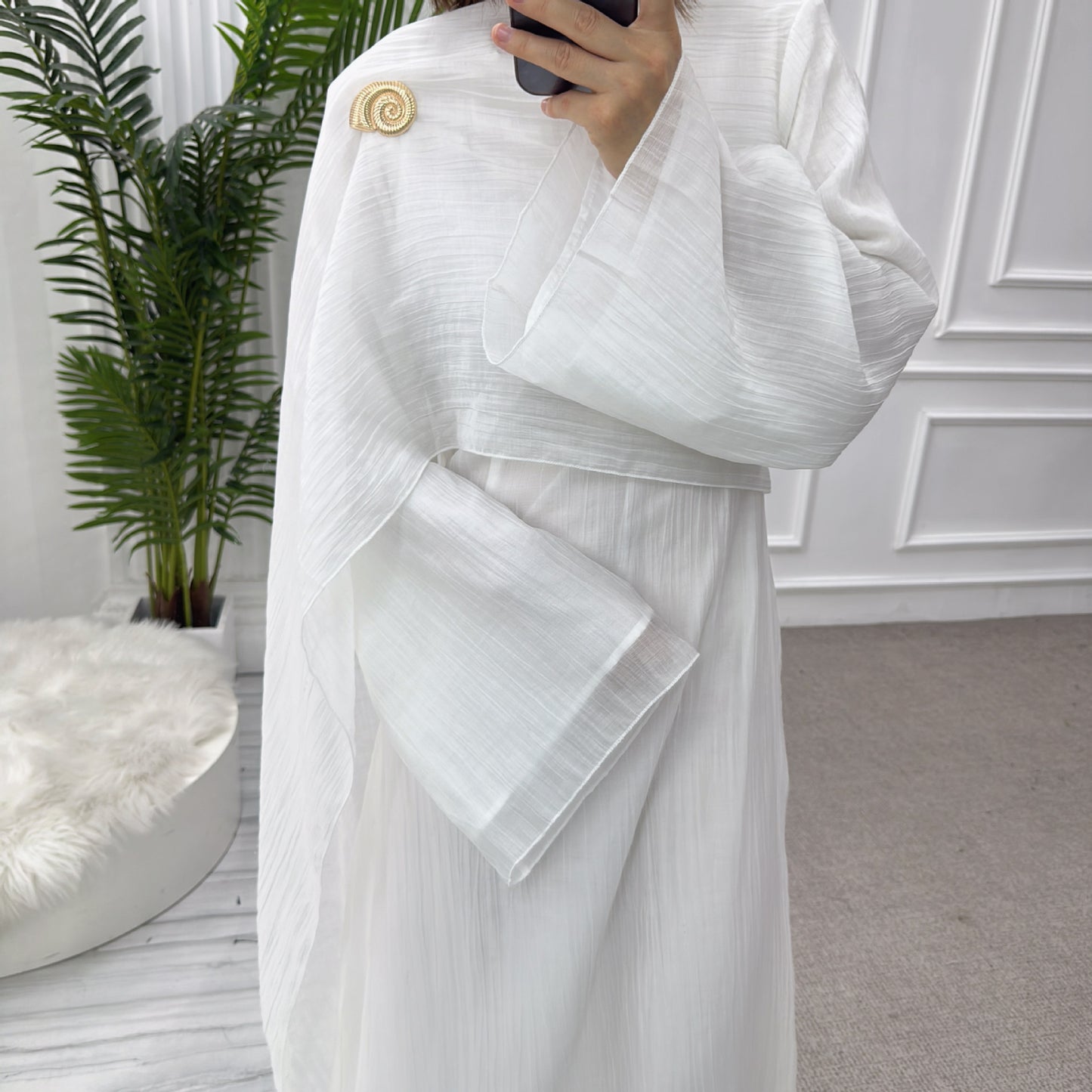 Muslim Women's Solid Color Double-Layer Dress