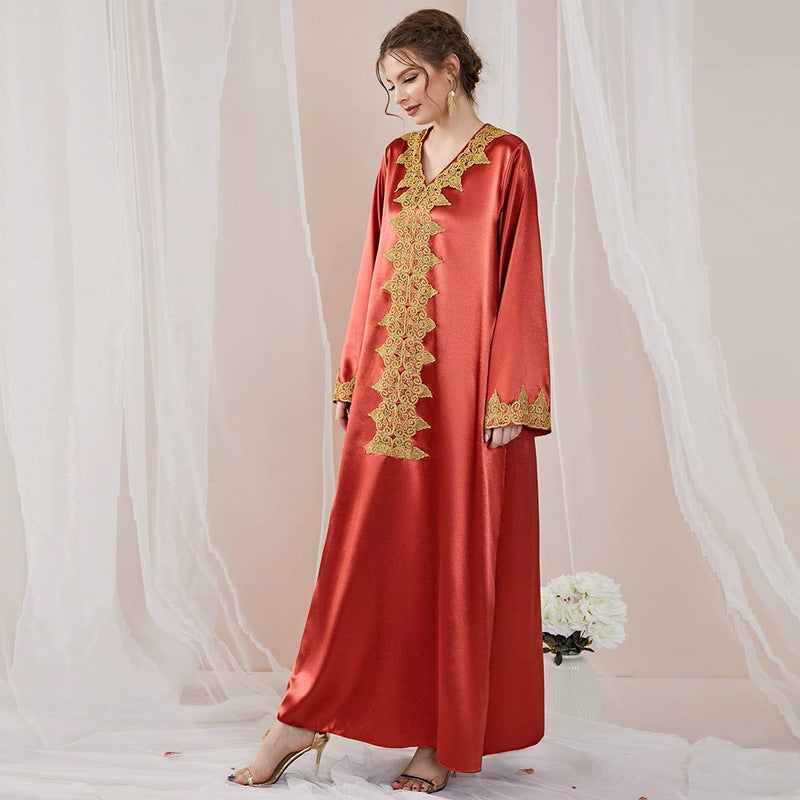 Women's Abaya Lace Solid Color Fashion Dress
