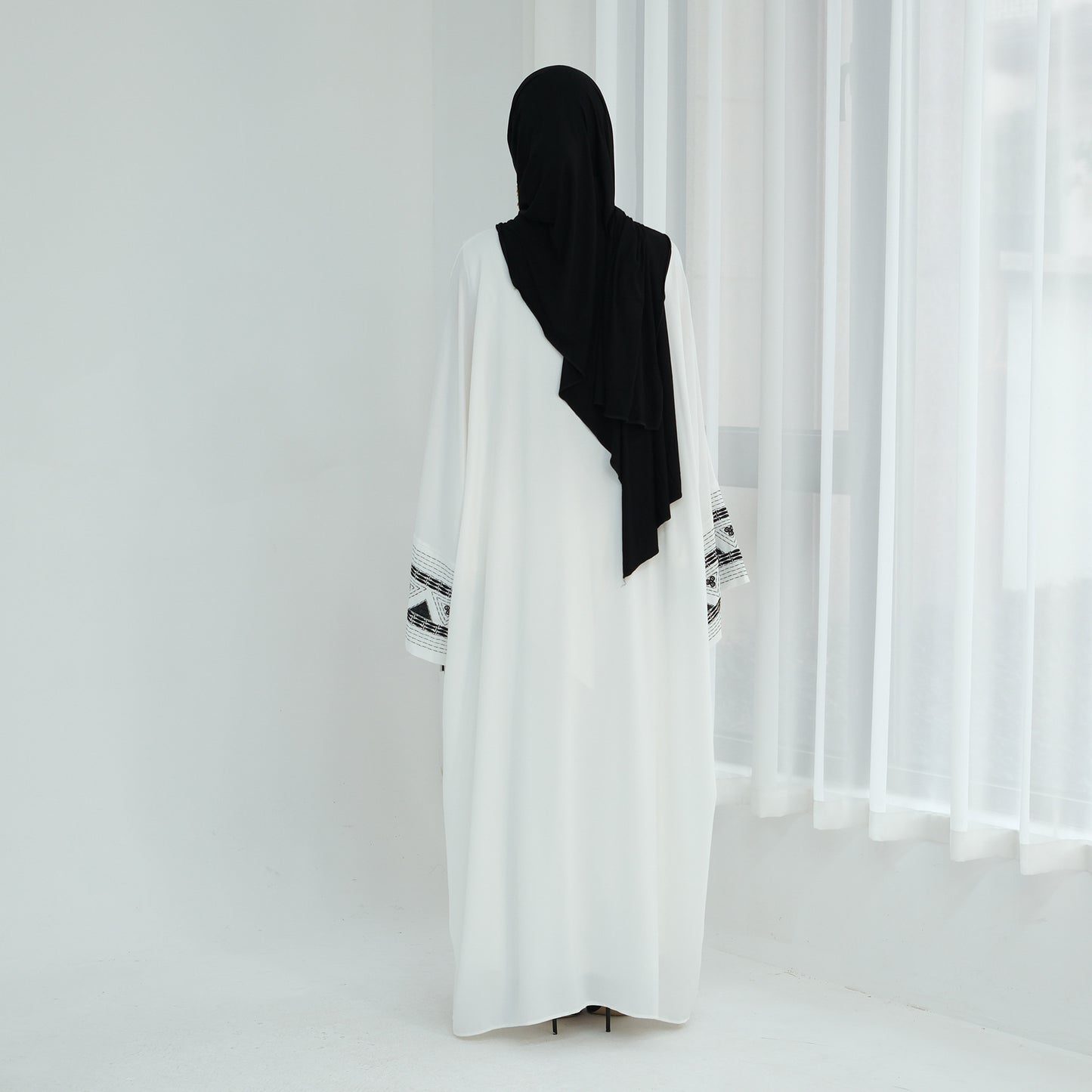 Embroidered Abaya Open Front Long Robe for Women