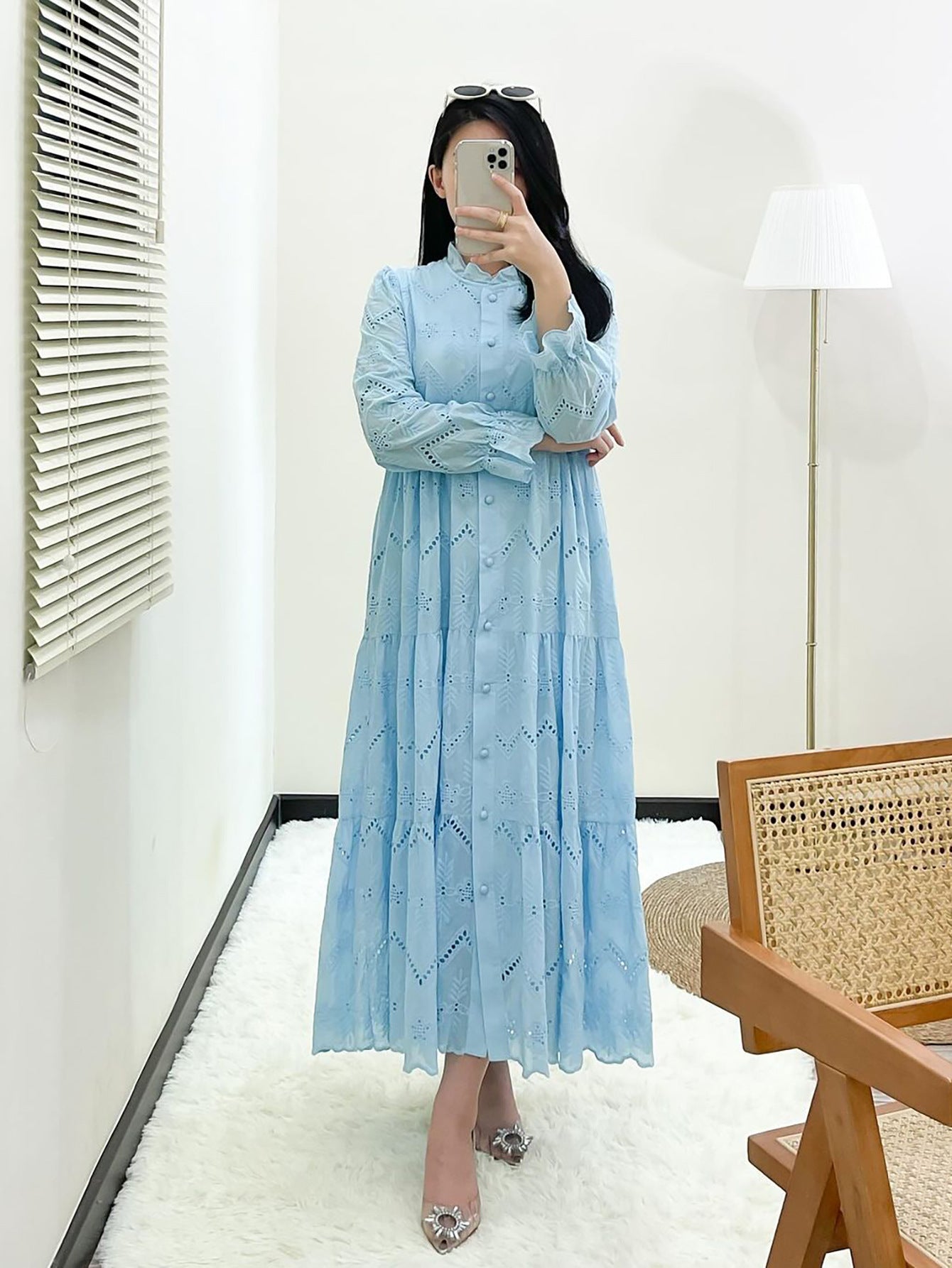 Women's Plain Embroidered Lace Dress