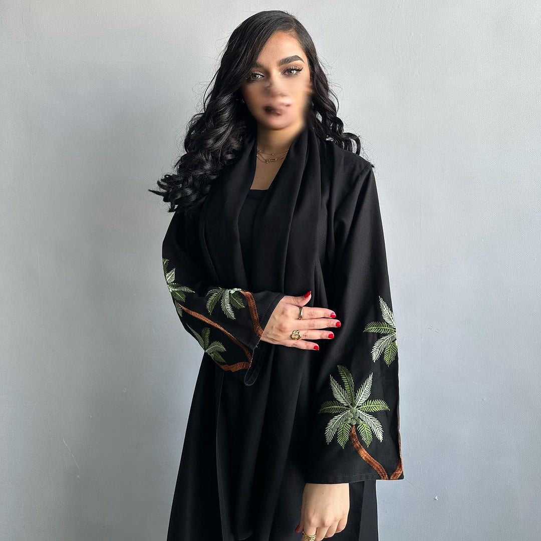 Women's Long Sleeved Black Robe