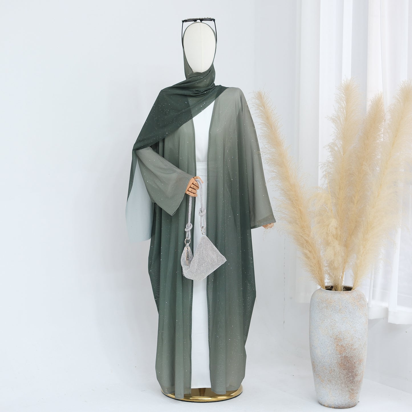Gradient Everyday Parties Cardigan Robe with Hijab