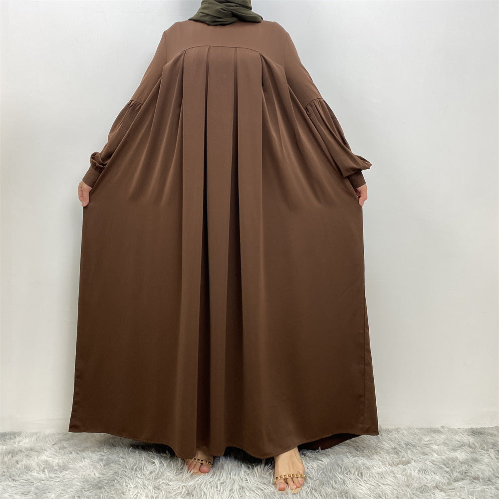 Women's Crewneck Solid Pleated Dress