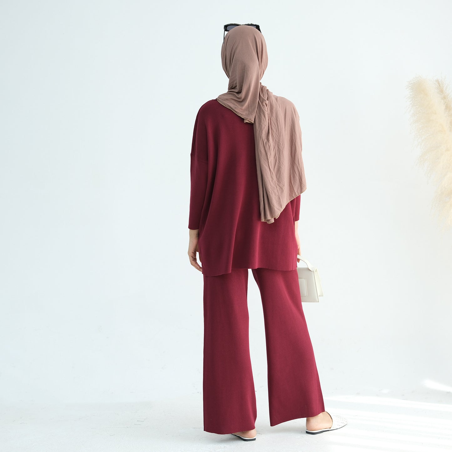 Thickened Knitted Sweater Wide-Leg Pants Trousers Two-Piece Set