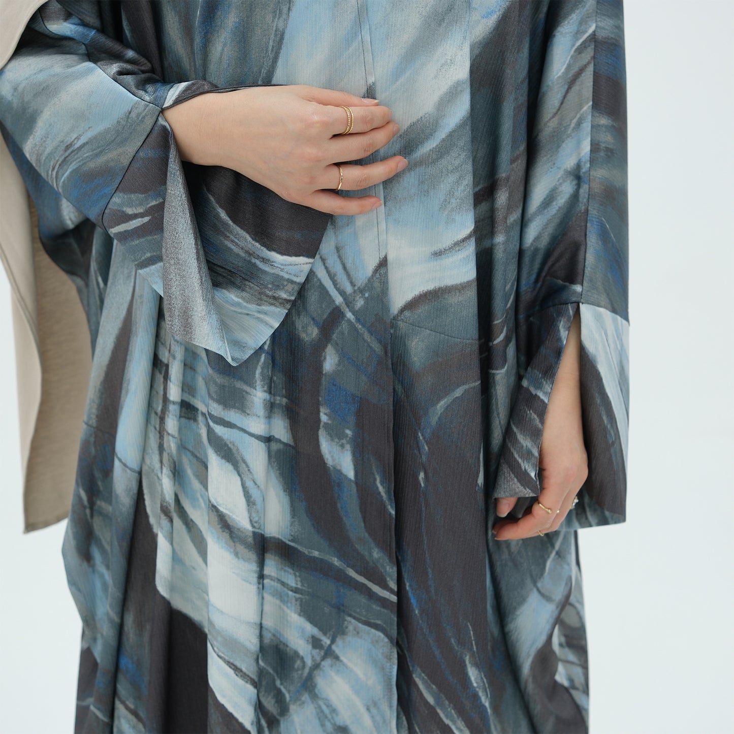 Printed Robe with Abstract Pattern Lightweight Modest Wear