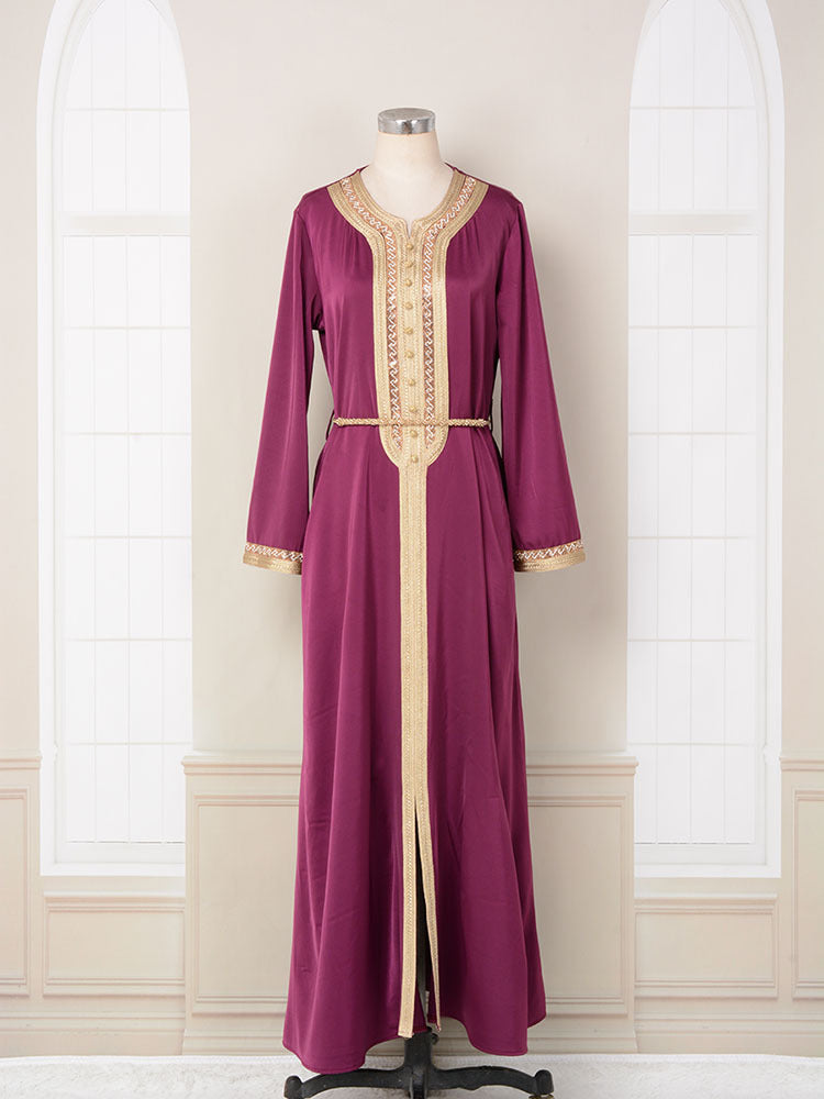 Women's Embroidered Purple Lace Dress