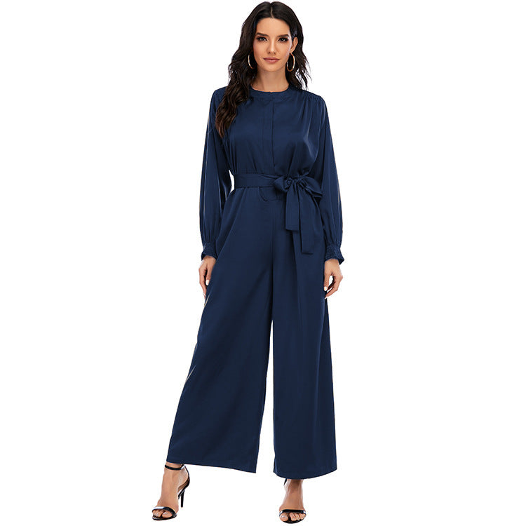 Women's Solid Color Tunic One-piece Wide Leg Pants