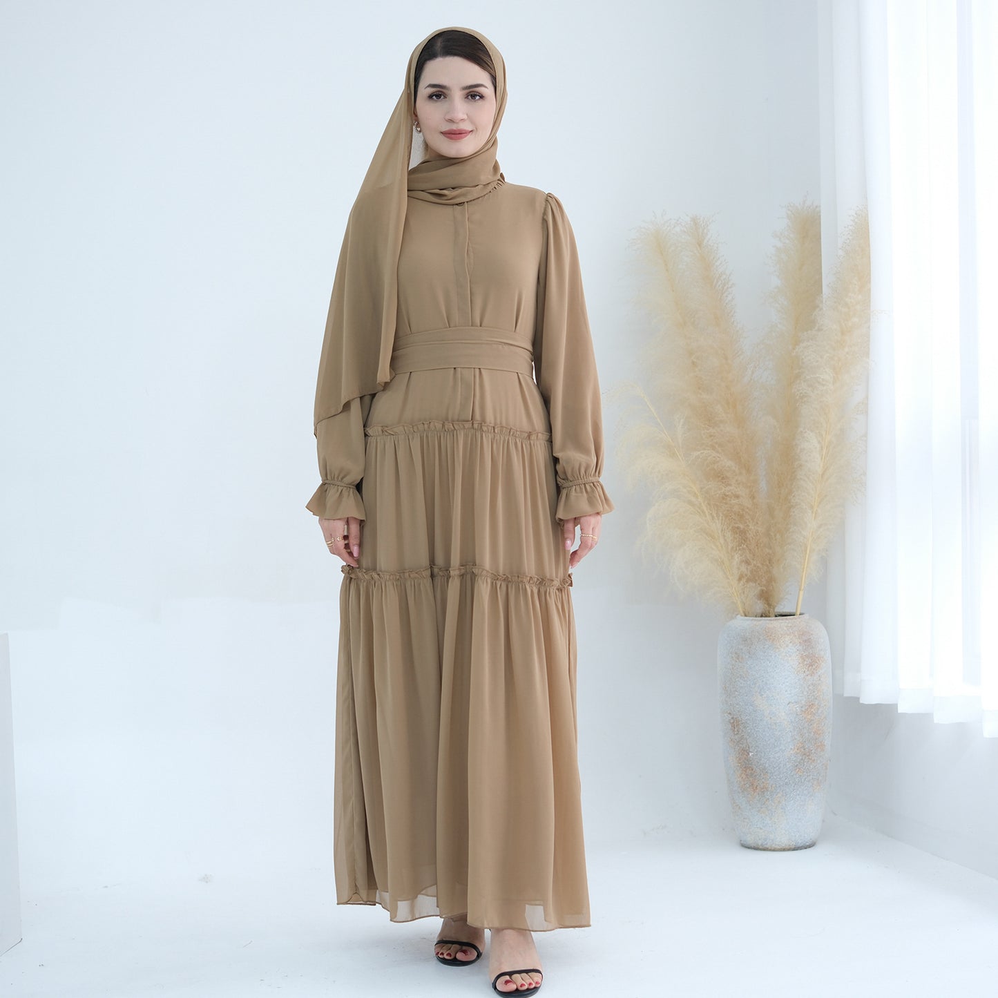Women's Solid Color Maxi Abaya Dress