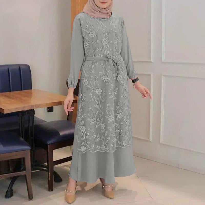 Women's Lace Round Neck A-line Dress