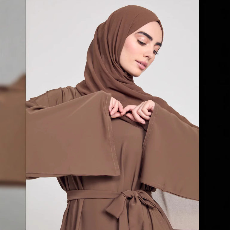 Women's Round Neck Bell Sleeve Abaya Dress