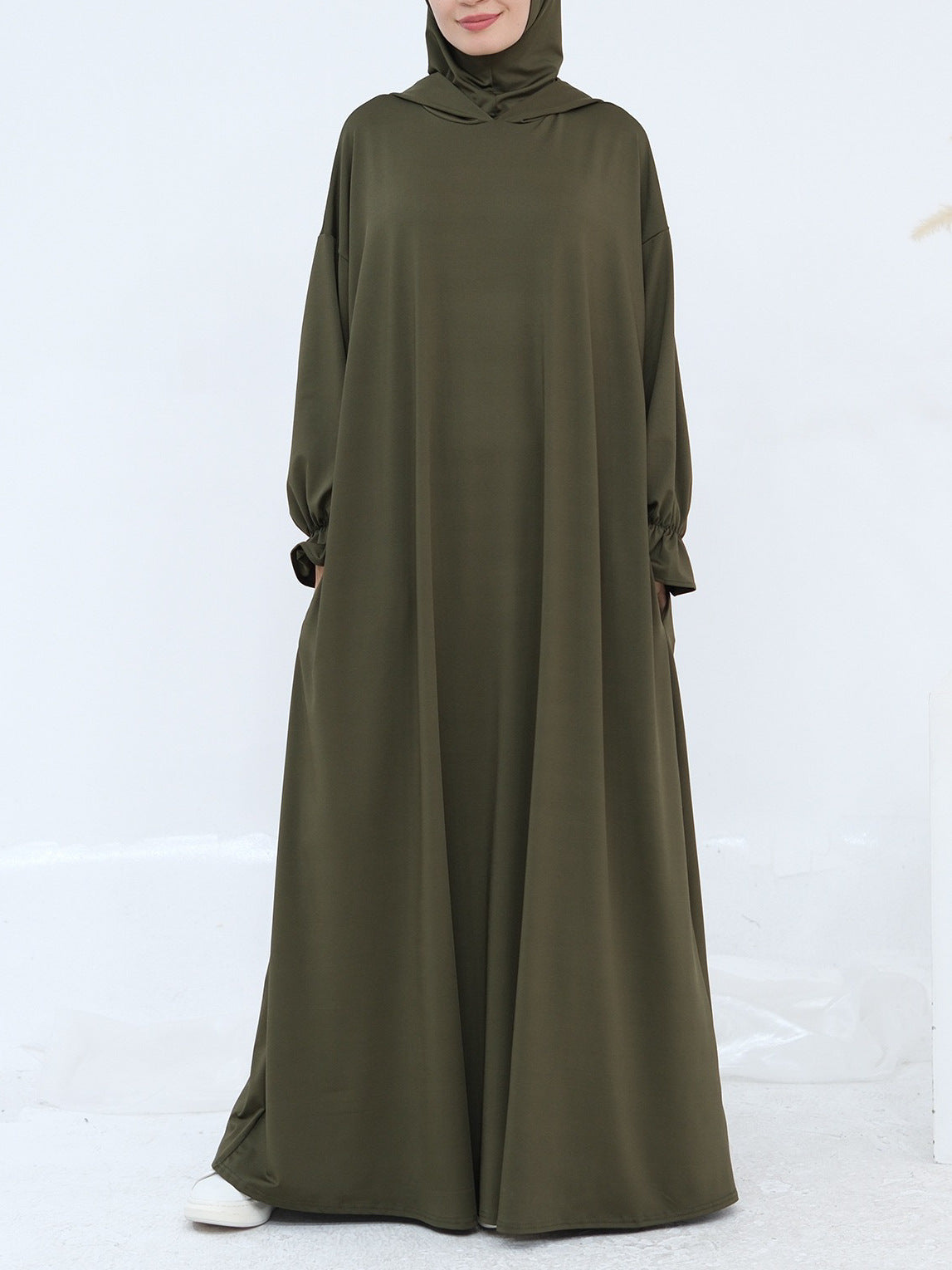 Women's Solid Color Hooded Casual Abaya