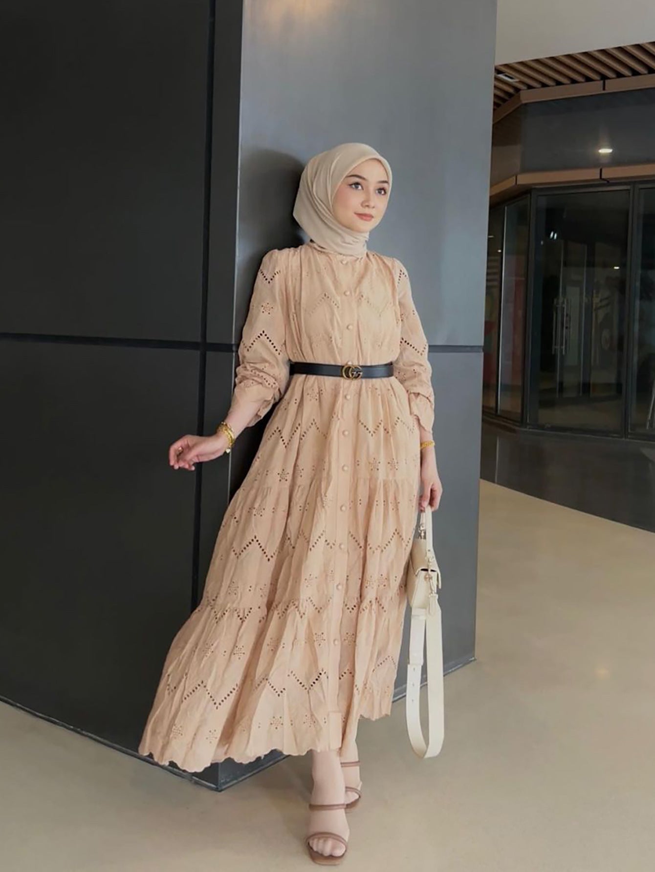 Women's Plain Embroidered Lace Dress