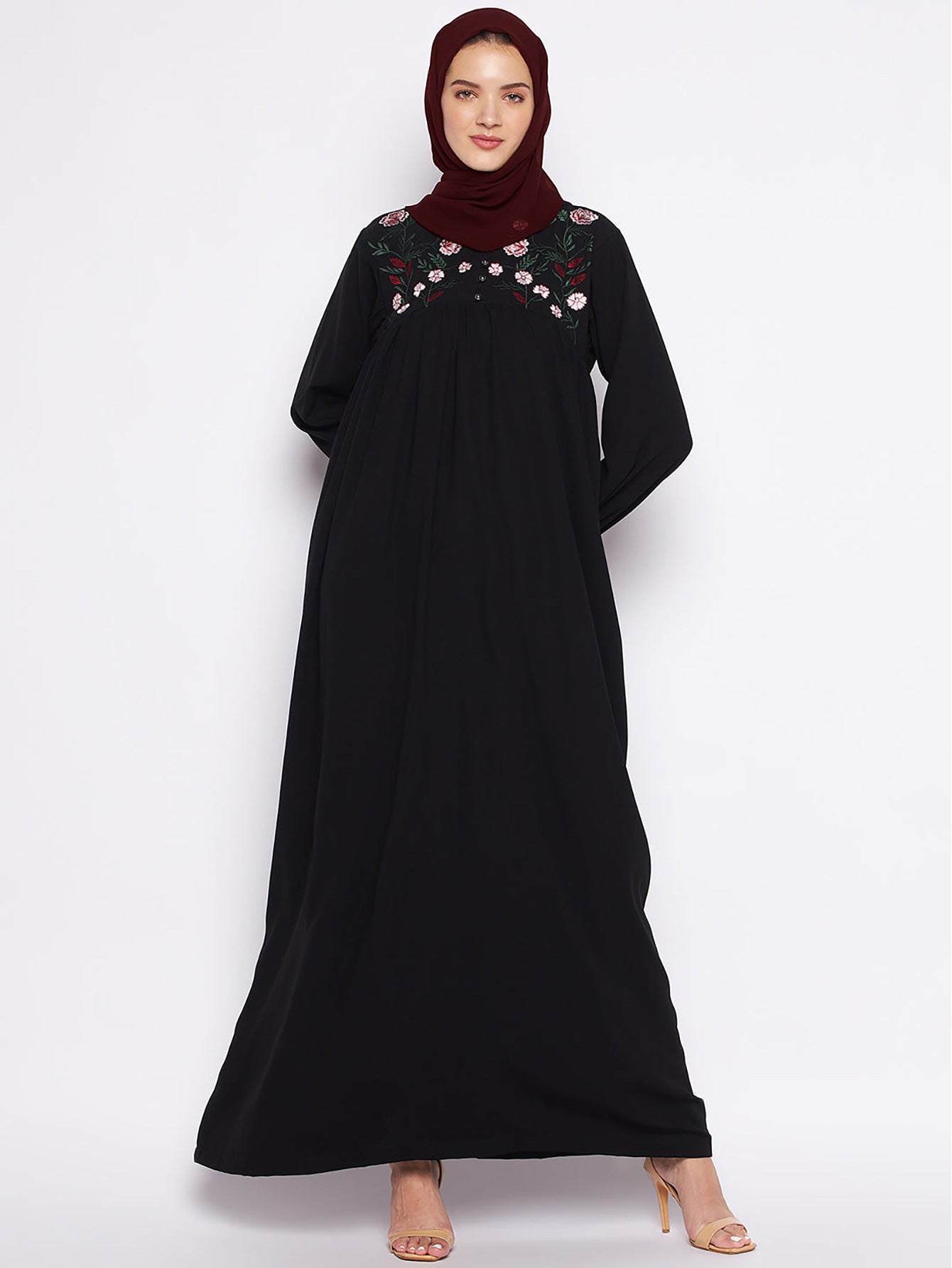 Women's Embroidered Loose Black Dress