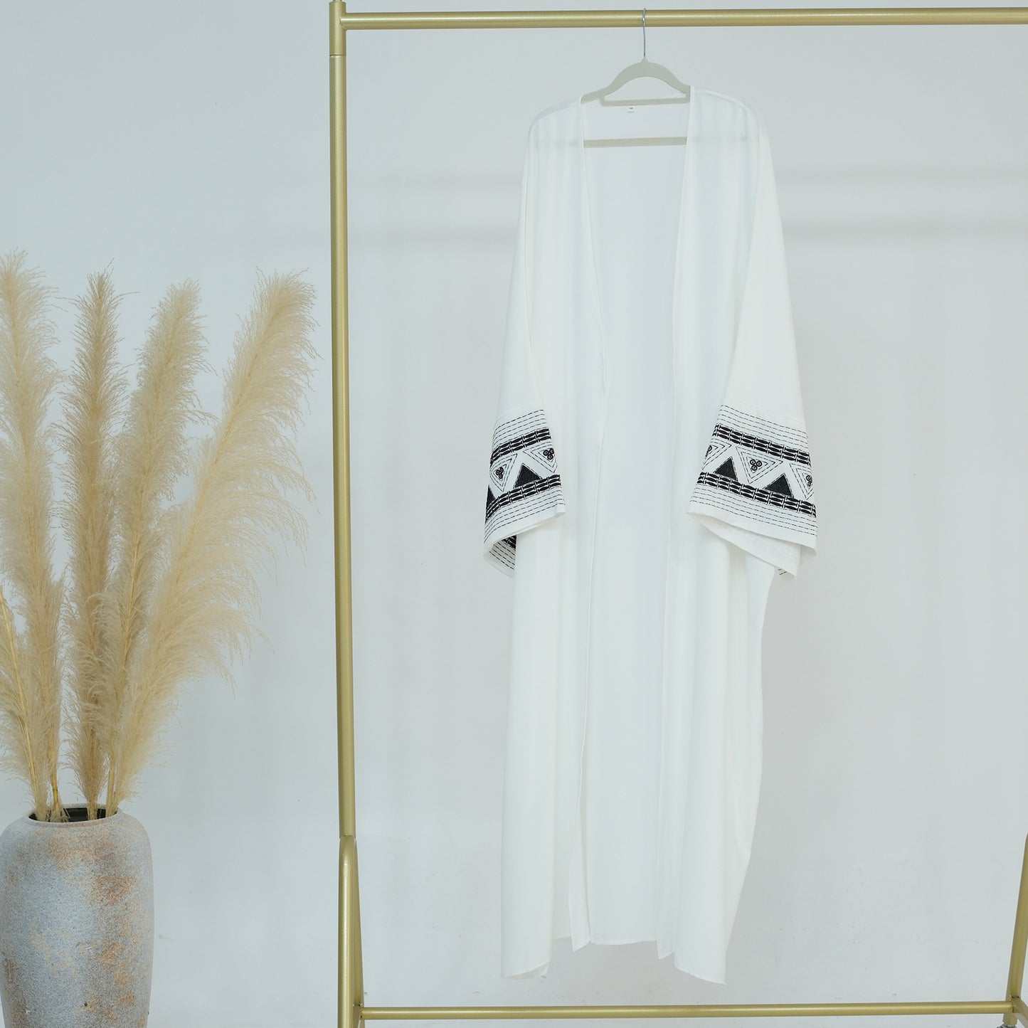Embroidered Abaya Open Front Long Robe for Women