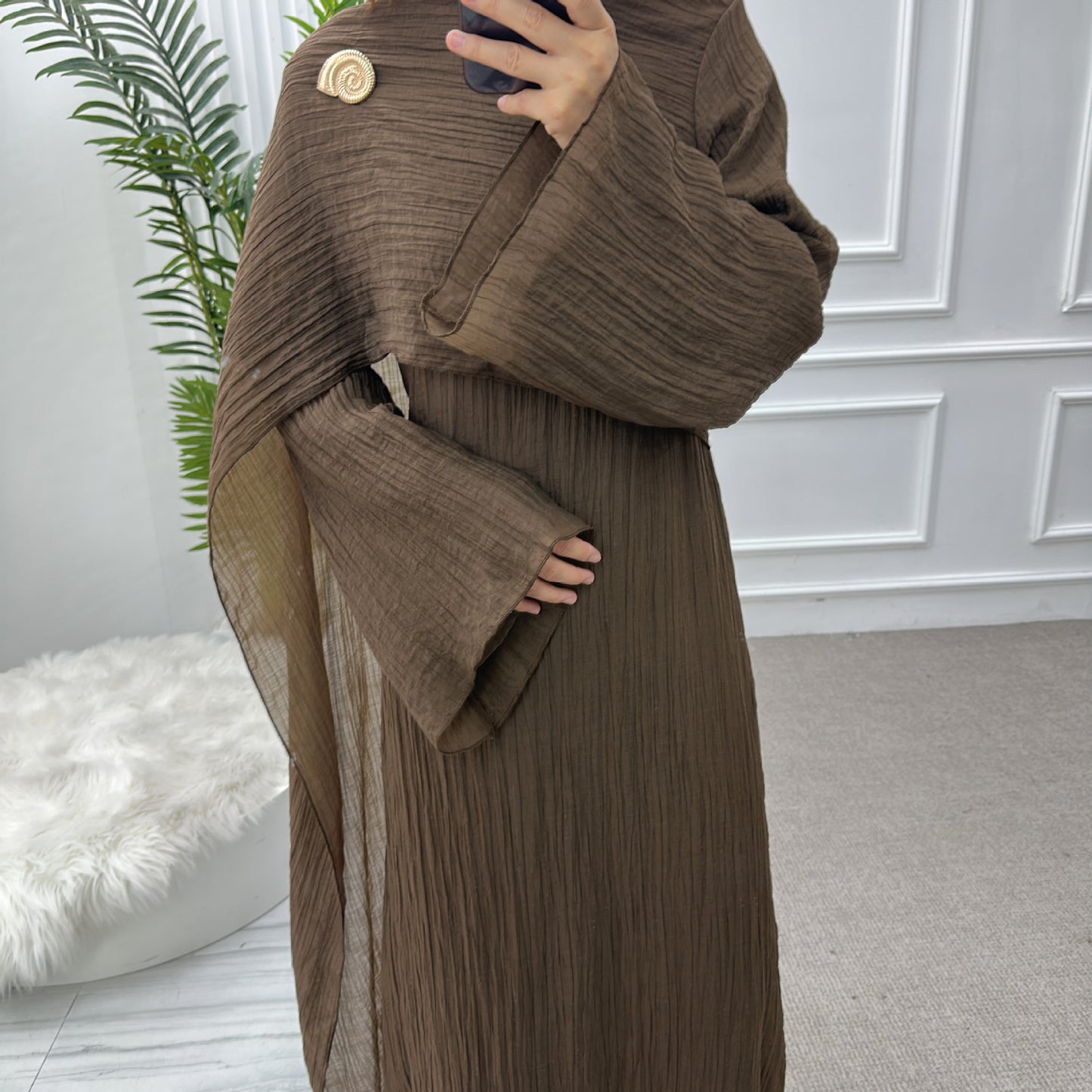 Muslim Women's Solid Color Double-Layer Dress