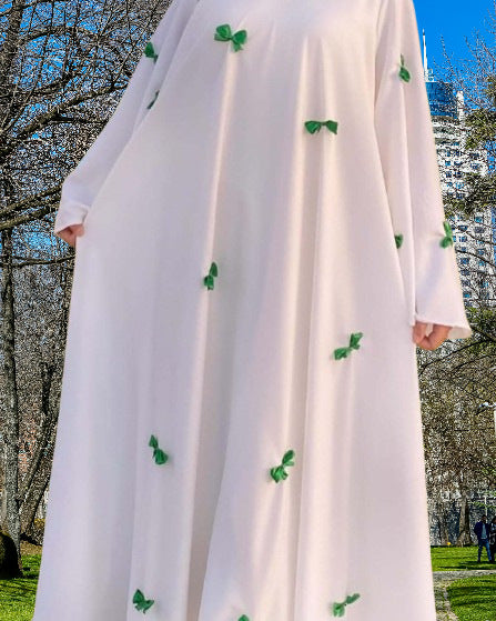 Muslim Women's Loose Flared Sleeve Bow Dress
