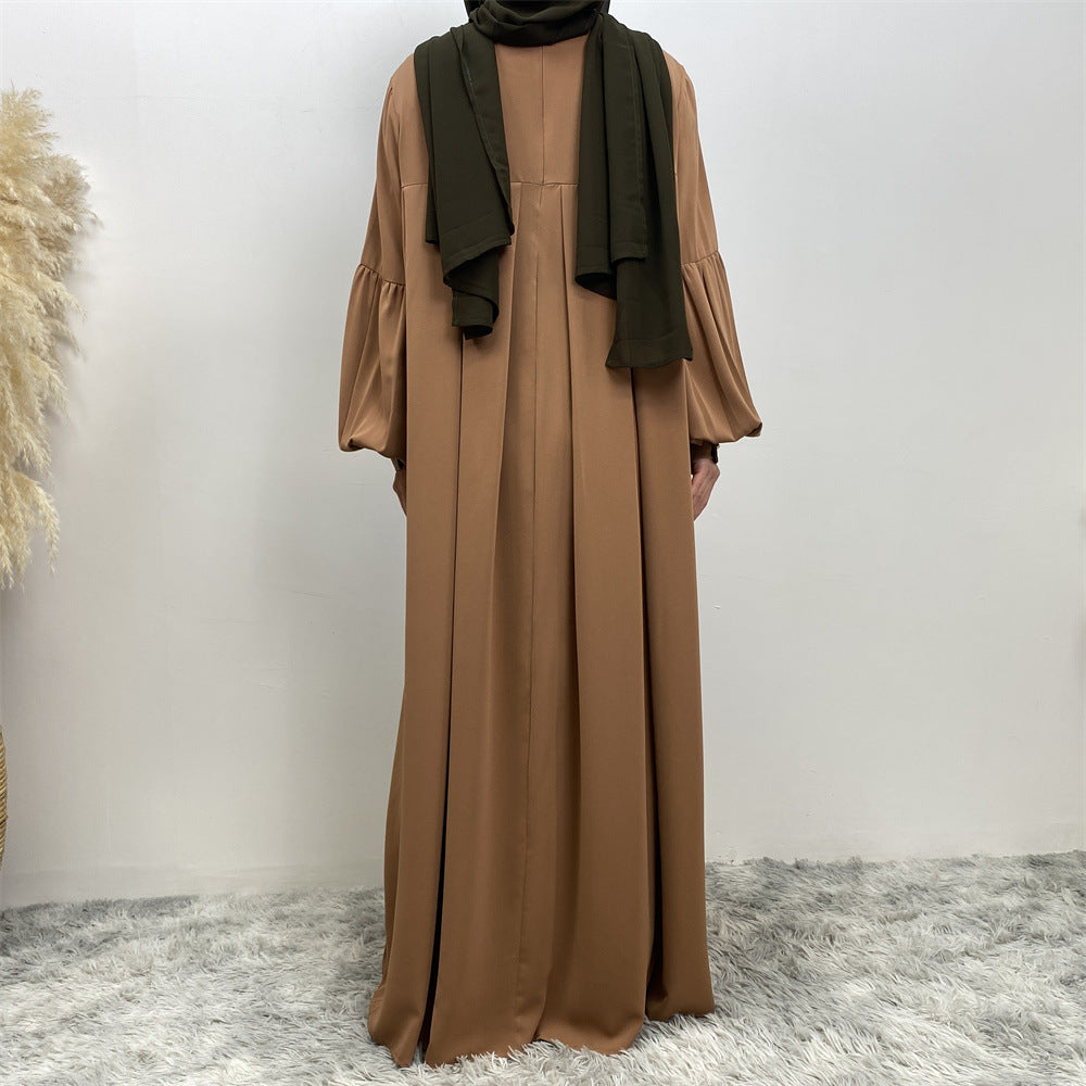 Women's Crewneck Solid Pleated Dress