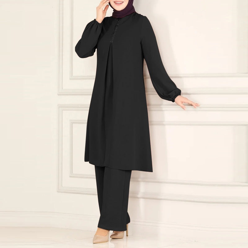 Embroidered Dubai Modest Formal Maxi Kaftan Two-Piece Set