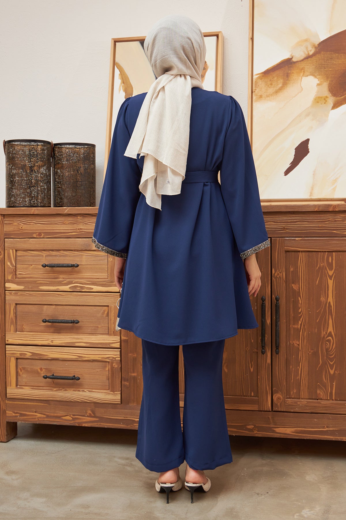 Diamond Loose Top and Flared Trousers Two-piece Set