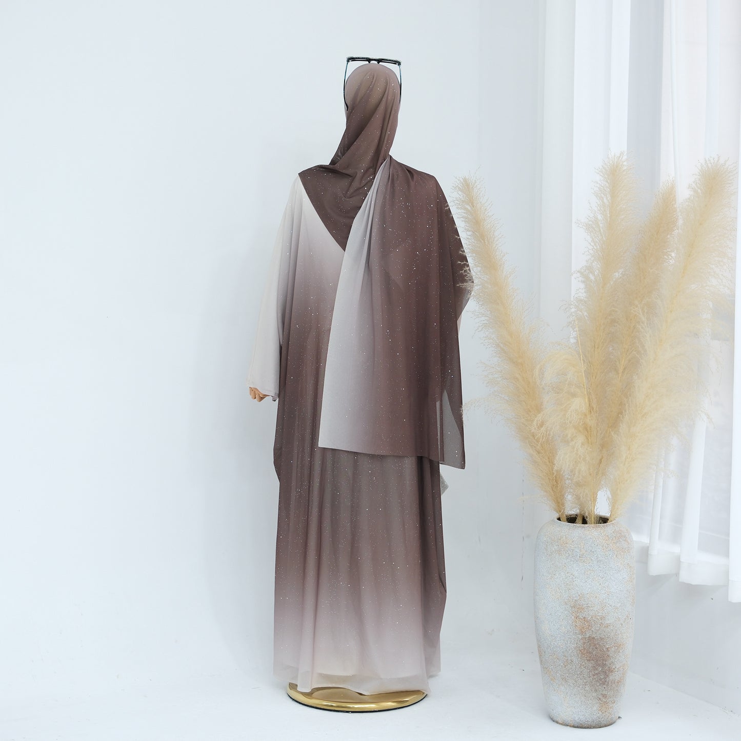 Gradient Everyday Parties Cardigan Robe with Hijab