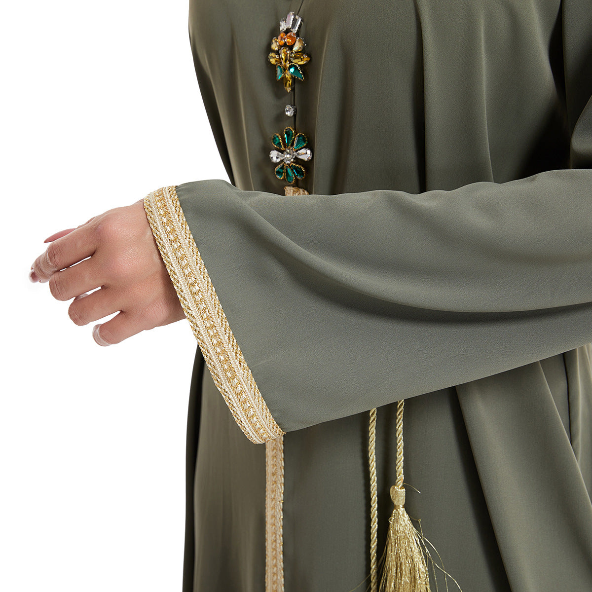 Women's Hooded Long Sleeve Hand-stitched Diamond Dress