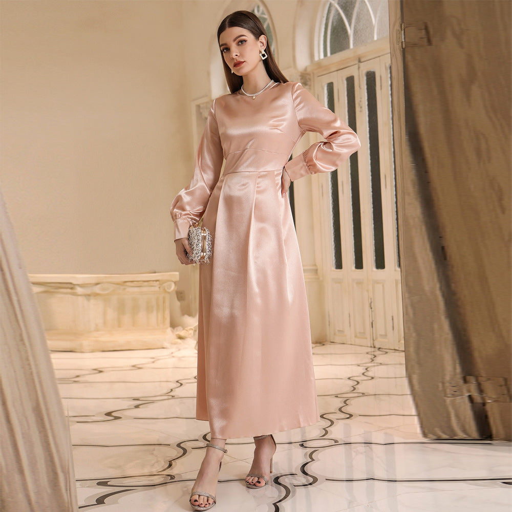 Women's High-waisted Dress with Headscarf