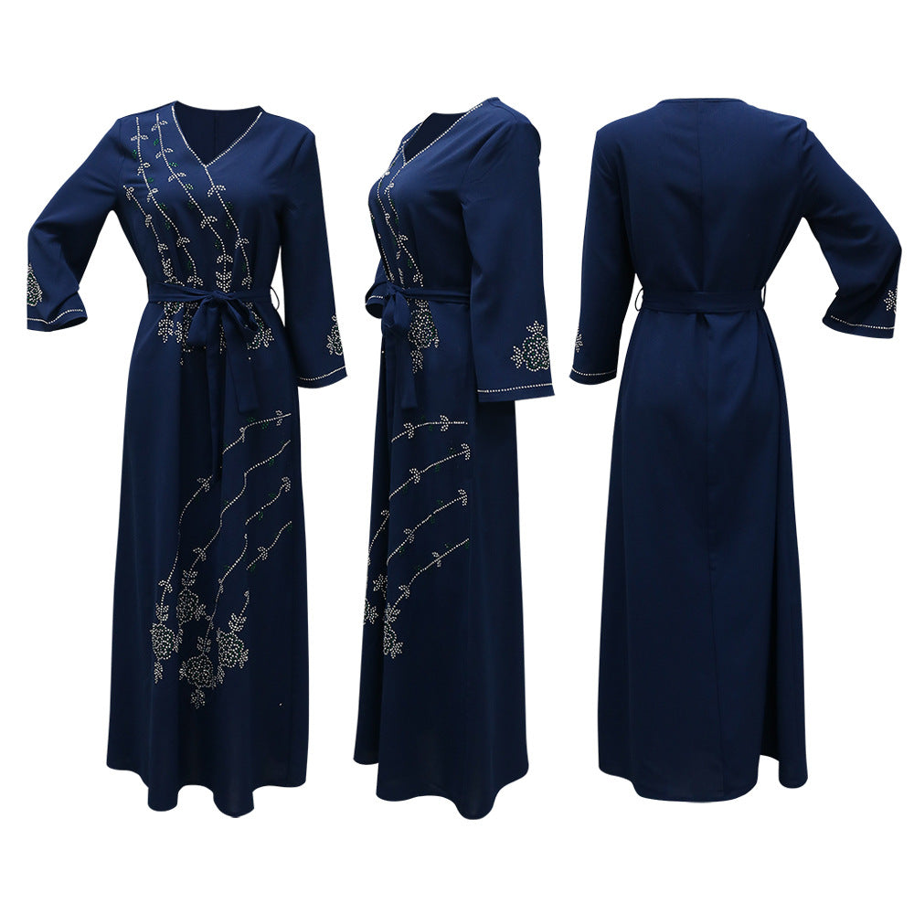 Women's Rhinestone Big Gown Jalabiya Dress