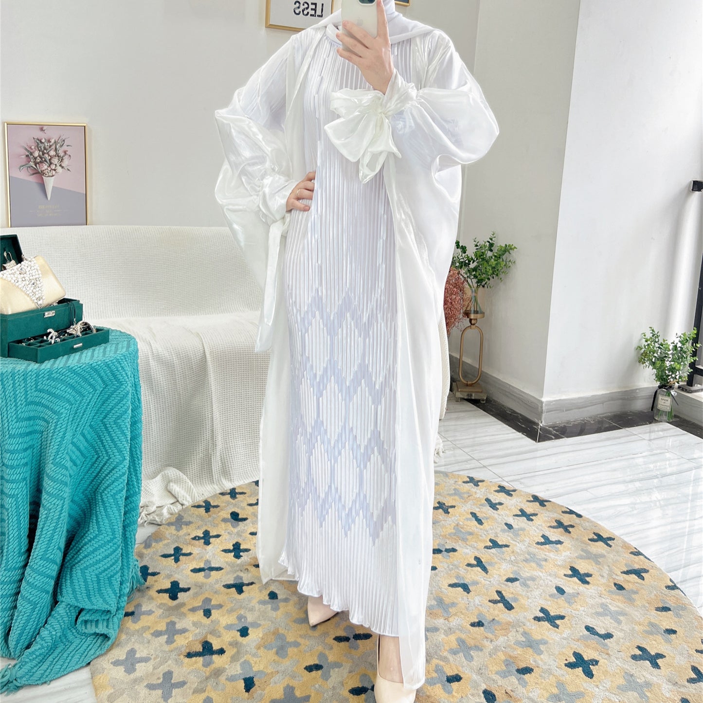 Women's Plain Pleated Casual Dress