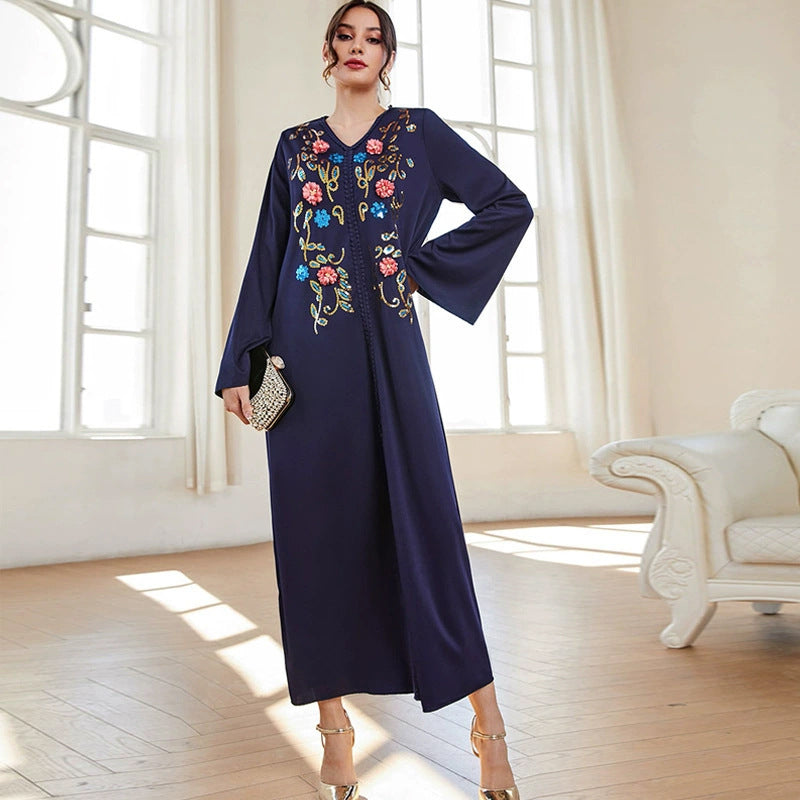 Fashion V-neck Embroidered Dress