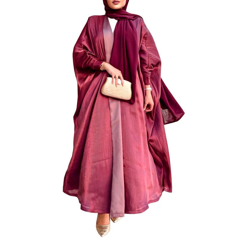 Women's Bright Satin Bat Sleeve Robe