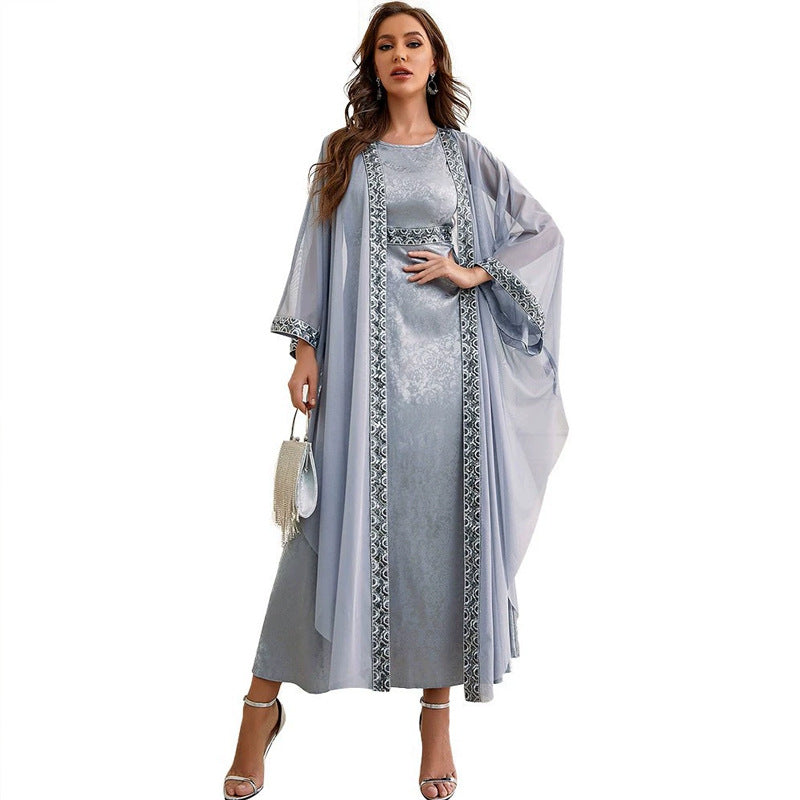Women's Mesh Embroidered Dress Matching Sets