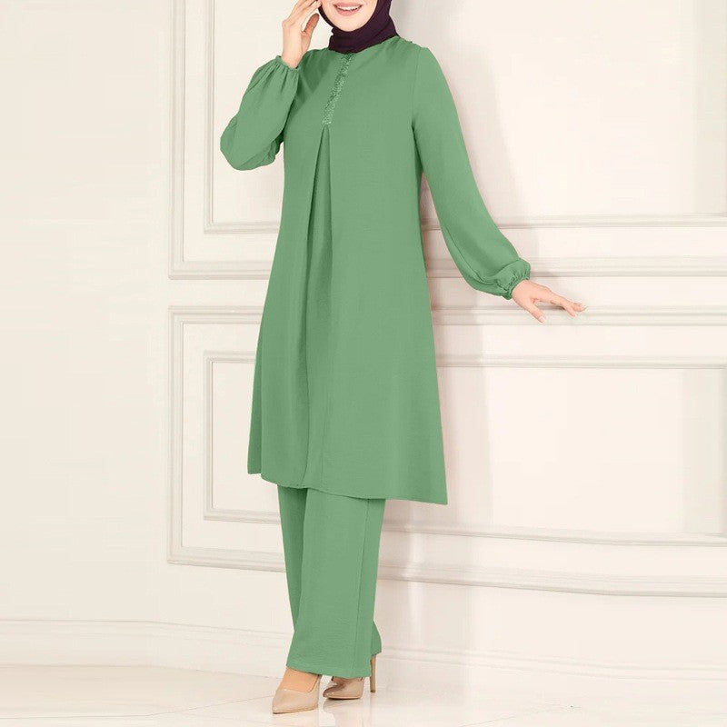 Embroidered Dubai Modest Formal Maxi Kaftan Two-Piece Set