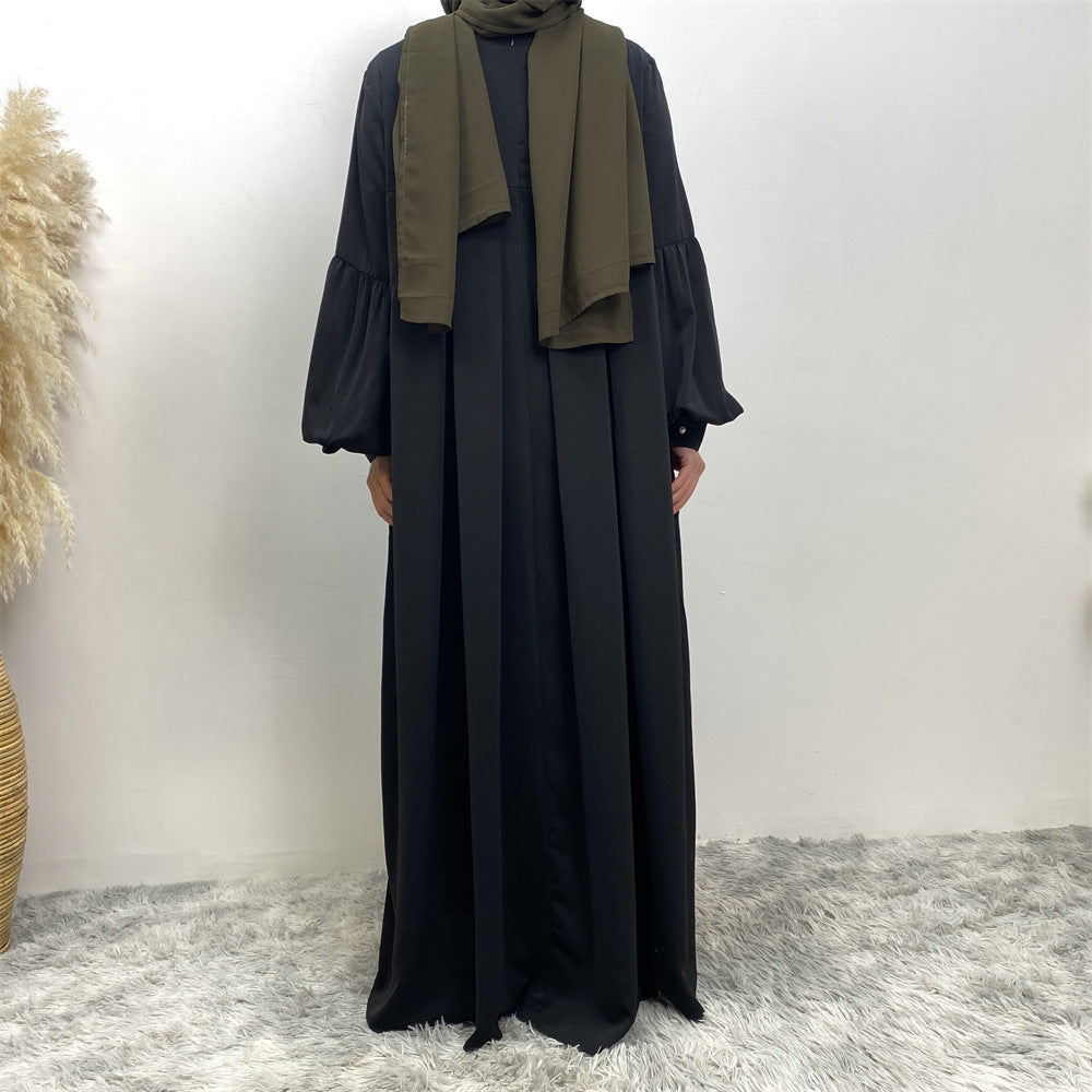 Women's Crewneck Solid Pleated Dress
